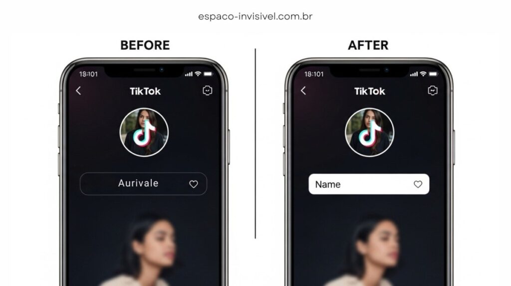 tiktok invisible name before after comparison normal name versus blank display name