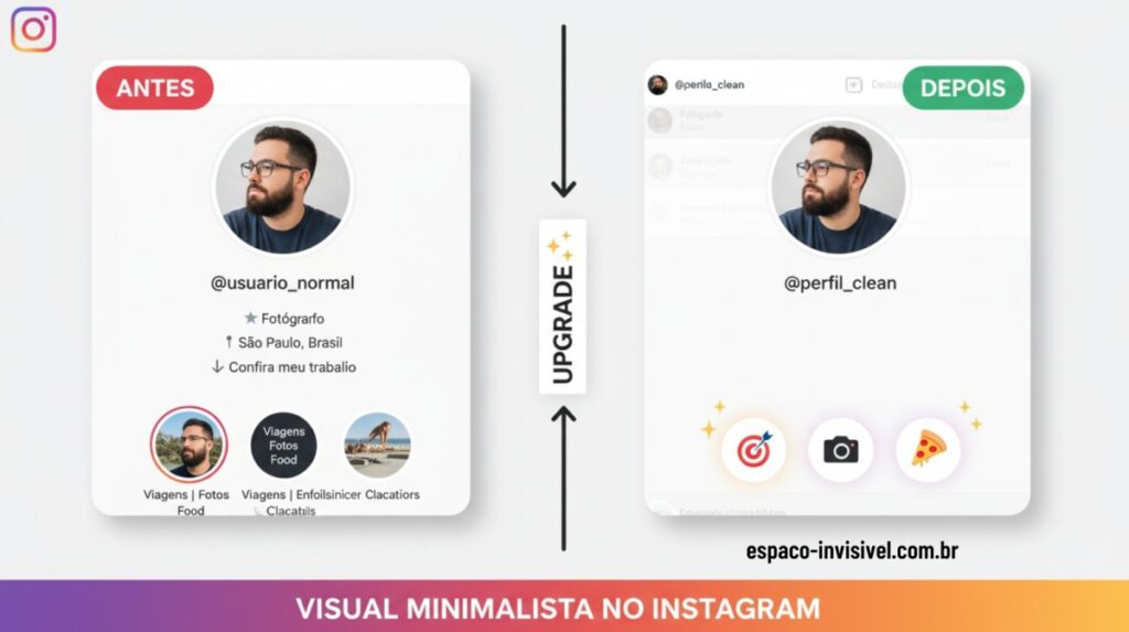 bio invisível e destaque sem nome no instagram usando espaço vazio