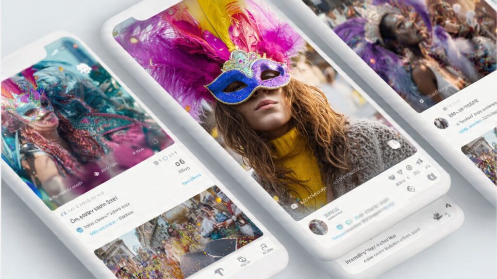 Três exemplos de templates de bio criativa para Instagram durante o Carnaval